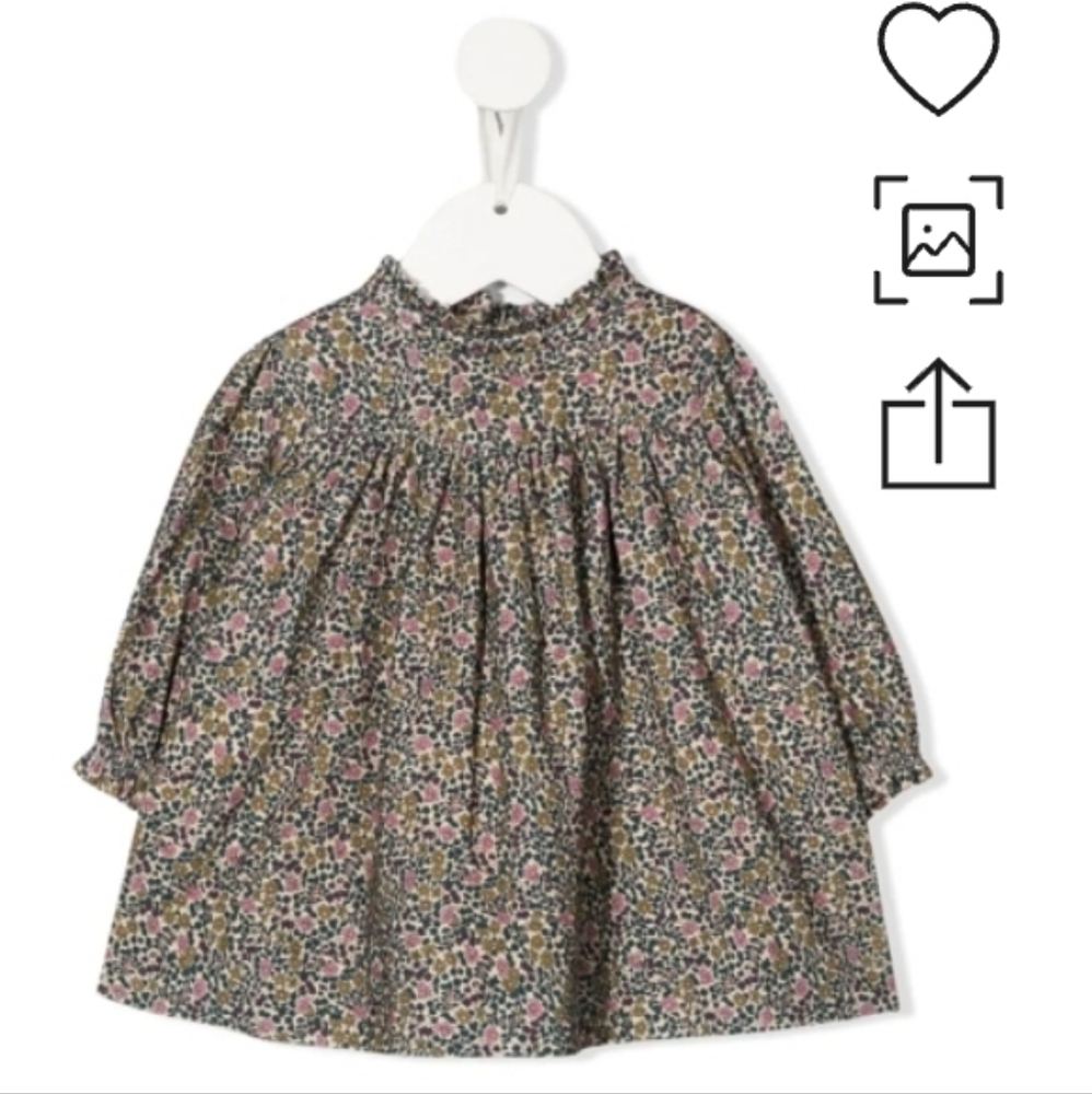 Bonpoint Baby Delphini Floral-print Dress In Neutrals